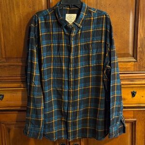 St. John's Bay Blue and Orange Casual Button Down Shirt